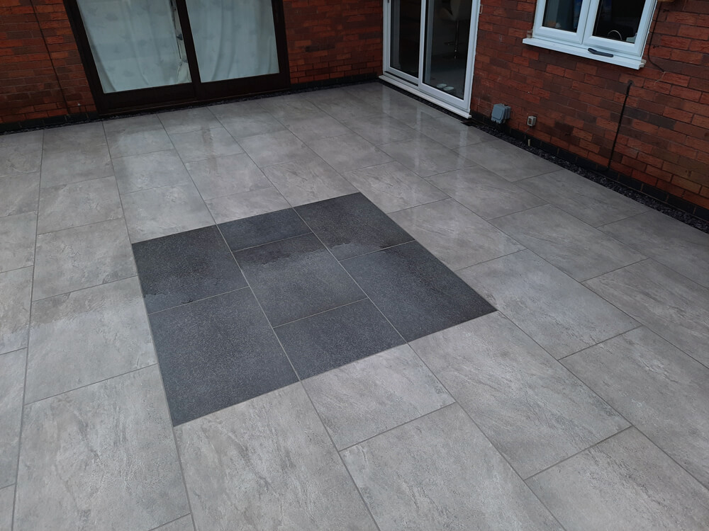 Case Study Grey quartz porcelain slabs patio Nuneaton