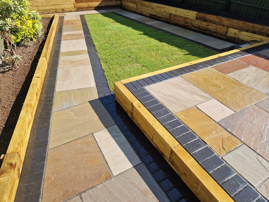 Garden Design Using Sandstone Paving After